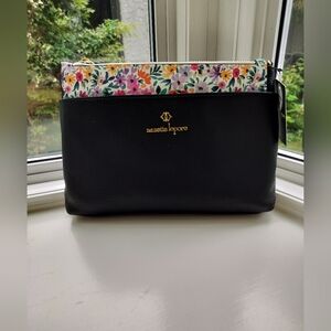 Nanette Lepore Women's Black Leather Adjustable Strap Crossbody Bag With Pouch